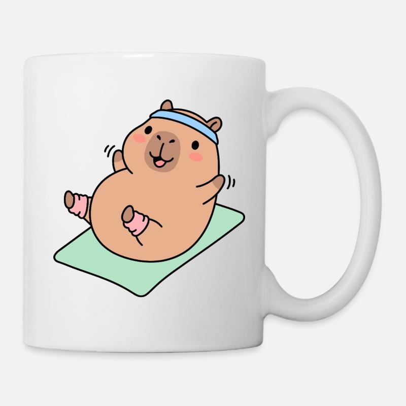 Funny Capybara Workout Cute Yoga Gym Animal - Mug - white