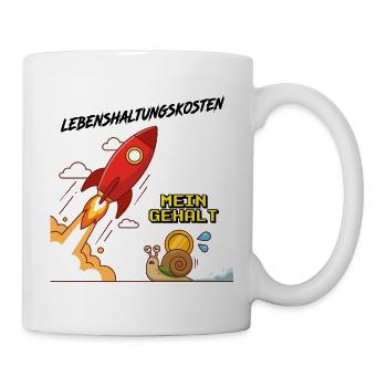 Lebenshaltungskosten_Rakete - Tasse - Weiß - Rechts