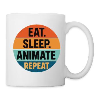 eat sleep animate repeat retro vintage - Tasse - Weiß - Rechts