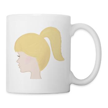 Poupée jouet à queue de cheval blonde - Mug blanc - blanc - Droite