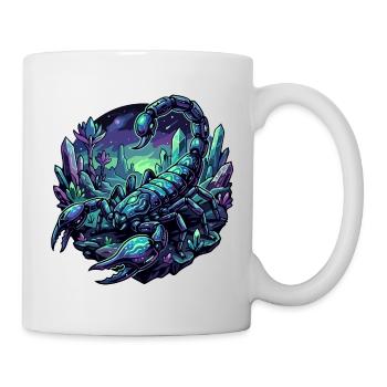 Neon Skorpion auf Kristall Planet Fantasy Motiv - Tasse - Weiß - Rechts