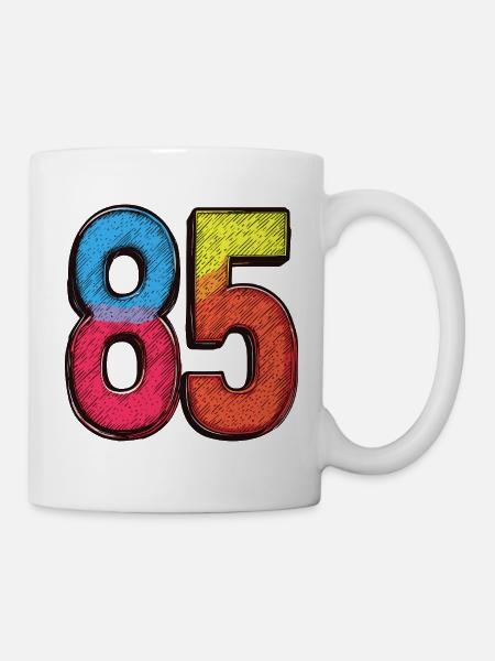 85 Zahl Bunt - Tasse - Weiß