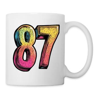 87 Zahl Bunt - Tasse - Weiß - Rechts