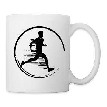 Running Marathon Woman Silhouette - Mug - white - Right