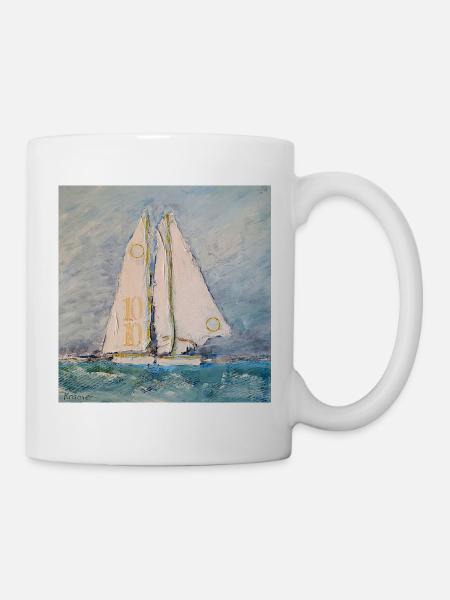 Segelboot auf See - Tasse - Weiß