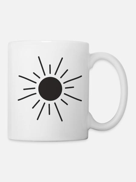 Fröhliche gezeichnete Sonne - Tasse - Weiß