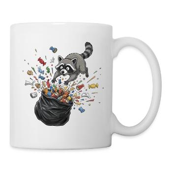 Waschbär Trash-Party Müllchaos - Tasse - Weiß - Rechts