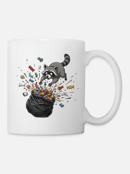 Waschbär Trash-Party Müllchaos - Tasse - Weiß