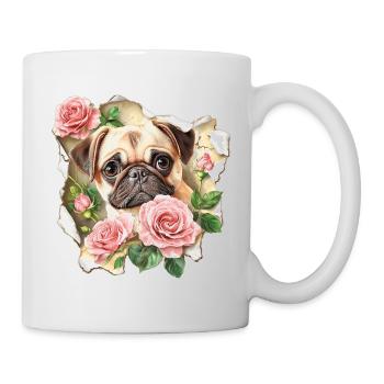 Carlin aux roses - Mug blanc - blanc - Droite