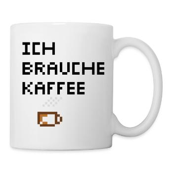 Ich brauche Kaffee Minimalistisches Kaffee Design - Tasse - Weiß - Rechts