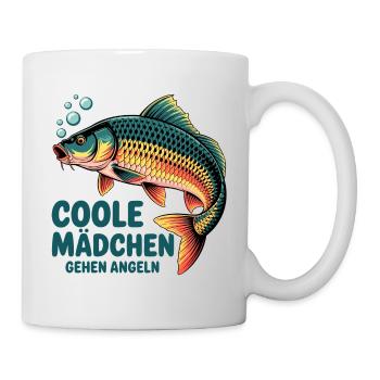 Coole Mädchen Angeln Karpfen - Tasse - Weiß - Rechts