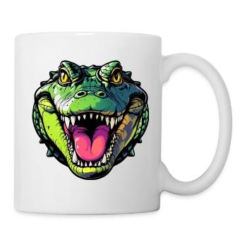 Crocodile head with mouth open and pointed teeth - Mug - white - Right