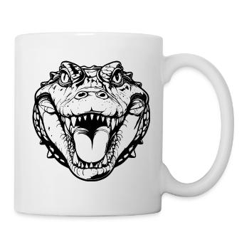Tête de crocodile de couleur unie Motif de tête de crocodile noire - Mug blanc - blanc - Droite