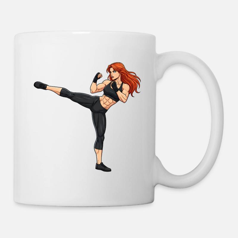 Illustration de kickboxeur d’arts martiaux - Mug blanc - blanc