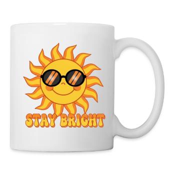 Bleib Bright Retro Groovy Smiling Sun Design - Tasse - Weiß - Rechts