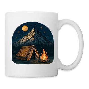 Mountain camping at night with fire - Mug - white - Right