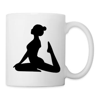 Yoga Silhouetten schwarz Schattenfigur Meditation - Tasse - Weiß - Rechts