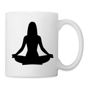 Yoga Silhouetten schwarz Schattenfigur Meditation - Tasse - Weiß - Rechts