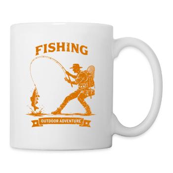 Fishing Outdoor Adventure - Angler Vintage - Tasse - Weiß - Rechts