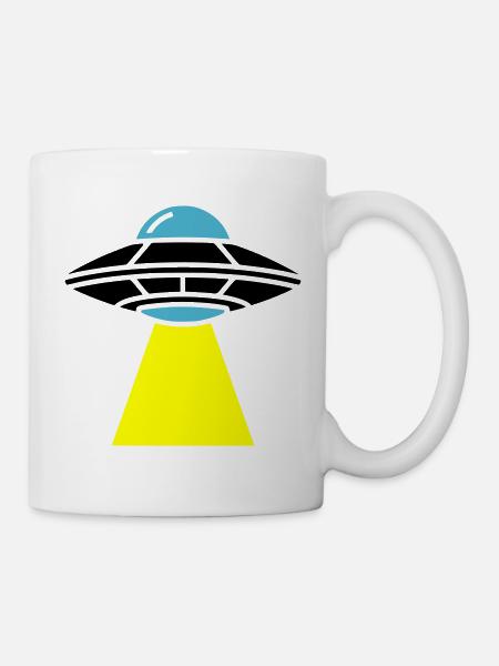 UFO Alien Raumschiff Licht - Tasse - Weiß