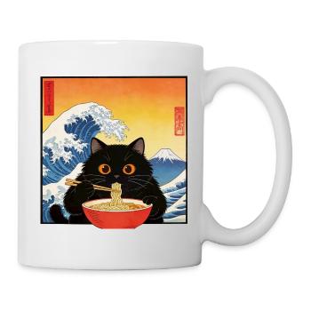 Cute Cat Ramen Noodles Japan Wave Gift Retra - Mug - white - Right