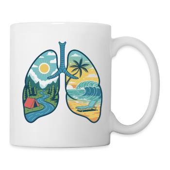  Lunge Natur Berge Wald Fluss Strand Meer Wellen - Tasse - Weiß - Rechts