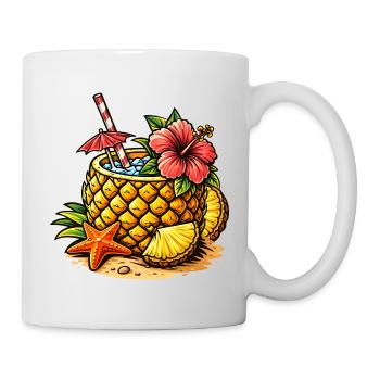 Illustration de cocktail à l’ananas : boisson tropicale - Mug blanc - blanc - Droite