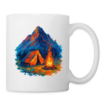 Bergzelt im Flammenmeer - Tasse - Weiß - Rechts