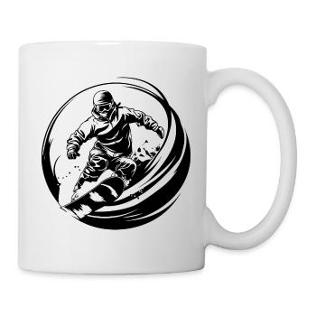 Silhouette de l’homme snowboardeur - Mug blanc - blanc - Droite