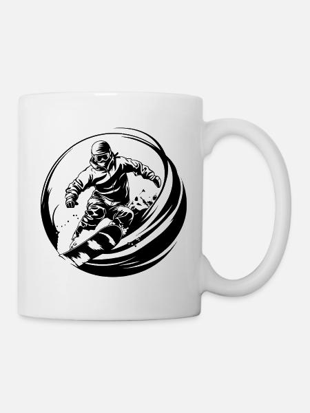 Snowboarding Mann Silhouette - Tasse - Weiß