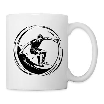 Silhouette de l’homme surfeur - Mug blanc - blanc - Droite