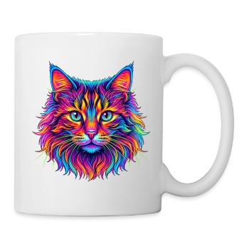 Neon Katzenkopf Farbexplosion - Tasse - Weiß - Rechts