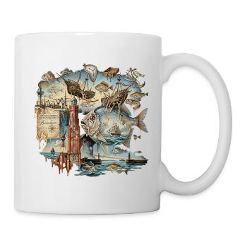 North German Art, Seafaring, Sailors, Fishing - Mug - white - Right