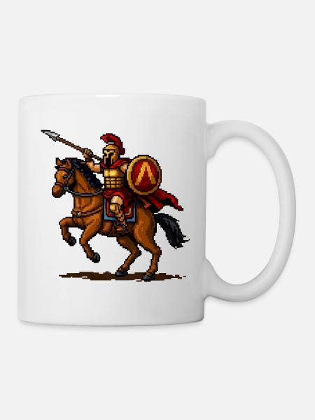 Pixelritter auf Pferd - Tasse - Weiß