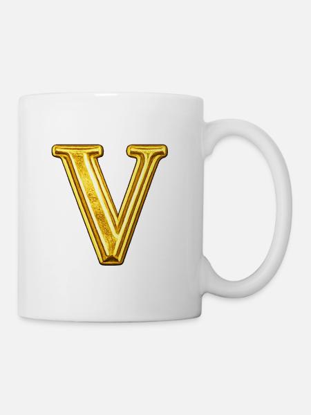 Monogramme V doré - Brillant - Mug blanc - blanc