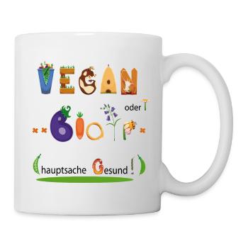 Vegan oder Bio - Tasse - Weiß - Rechts