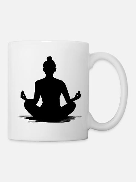 Yoga Meditation Silhouette - Illustration - Mug - white