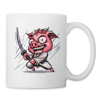 Truie en karaté avec le katana - Mug blanc - blanc - Droite