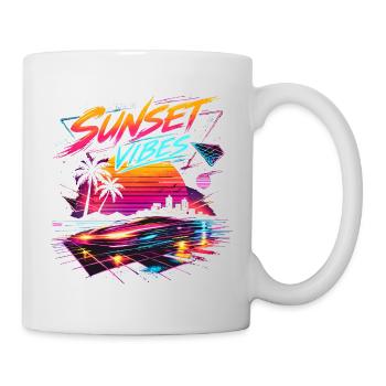 Sunset Vibes 80s Neon Design - Mug - white - Right