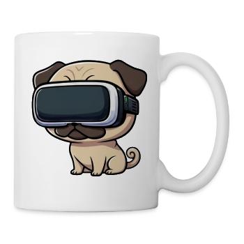 Süßer Mops Cartoon Hund Zocker Gamer Freund - Tasse - Weiß - Rechts