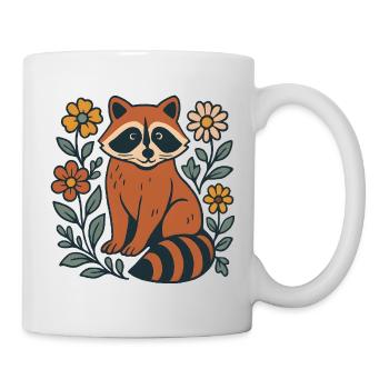 Roter Panda im Blumenkreis - Tasse - Weiß - Rechts