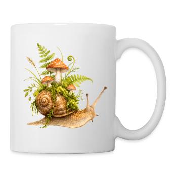 Snail with mushrooms forest illustration - Mug - white - Right