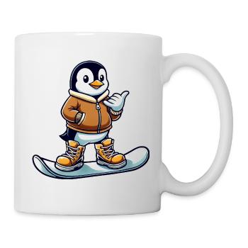 Cooler Pinguin Snowboarder Wintersport Winter - Tasse - Weiß - Rechts