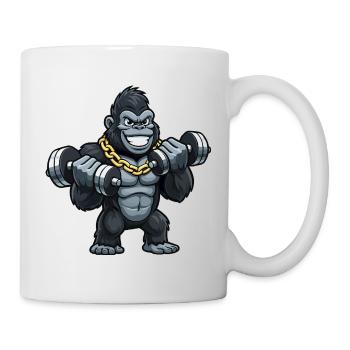 Gorilla Krafttrainer im Cartoonstil - Tasse - Weiß - Rechts