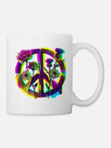 Peace Blumen Frieden Demo - Tasse - Weiß