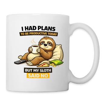 Produktive Faultier-Kaffeepause - Tasse - Weiß - Rechts