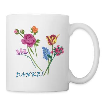 Danke mit einem Blumenstrauß  - Tasse - Weiß - Rechts