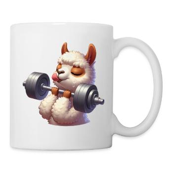Süße Lama Alpaka Hantel Workout Fitness - Tasse - Weiß - Rechts