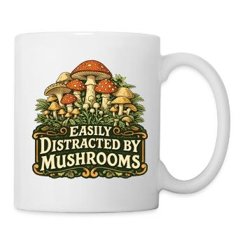 Facilement distrait par les champignons - Mug blanc - blanc - Droite