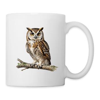 Nachtaktive Eule auf dem Ast - Tasse - Weiß - Rechts